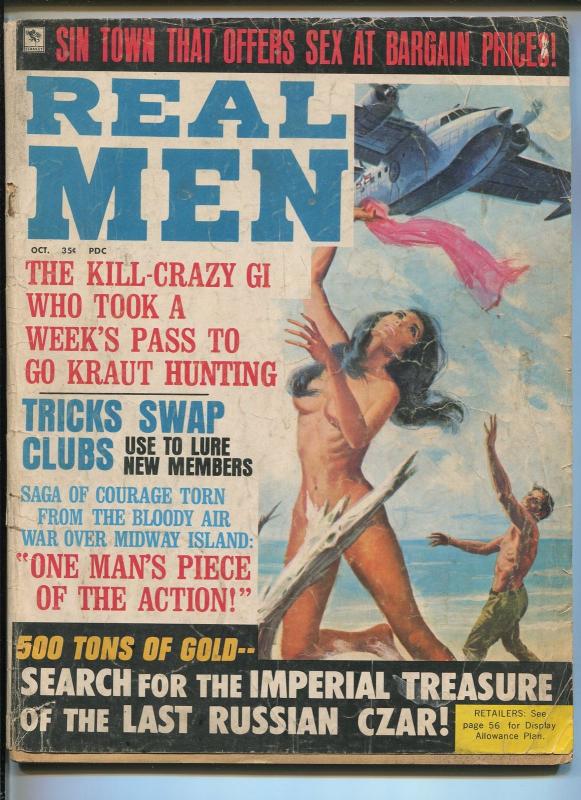 REAL MEN 10/1969-GOOD GIRL ART COVER-EXPLOITATION-SCANDAL-CHEESECAKE PIX -good