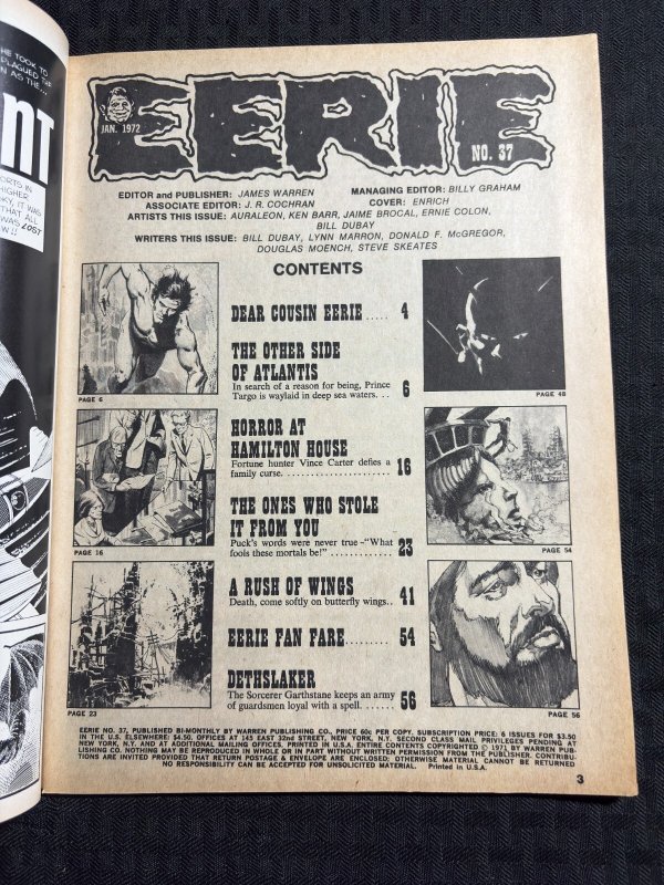 1972 EERIE Warren Horror Magazine #37 VF- 7.5 Enrich Cover / Dethslacker