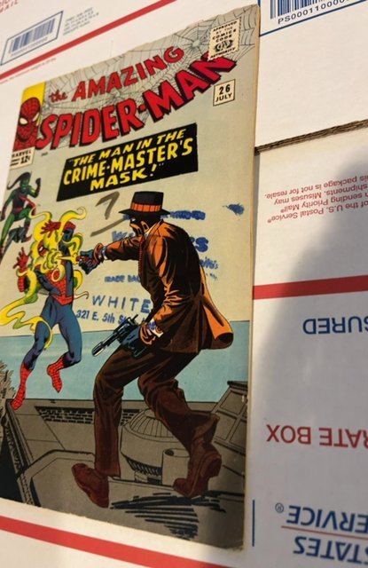 The Amazing Spider-Man #26(1965) crime master mask! Some shipping stamp on cover