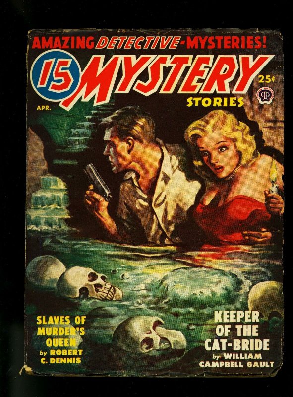 15 Mystery Stories Pulp April 1950- Skull Sewer cover- FN 