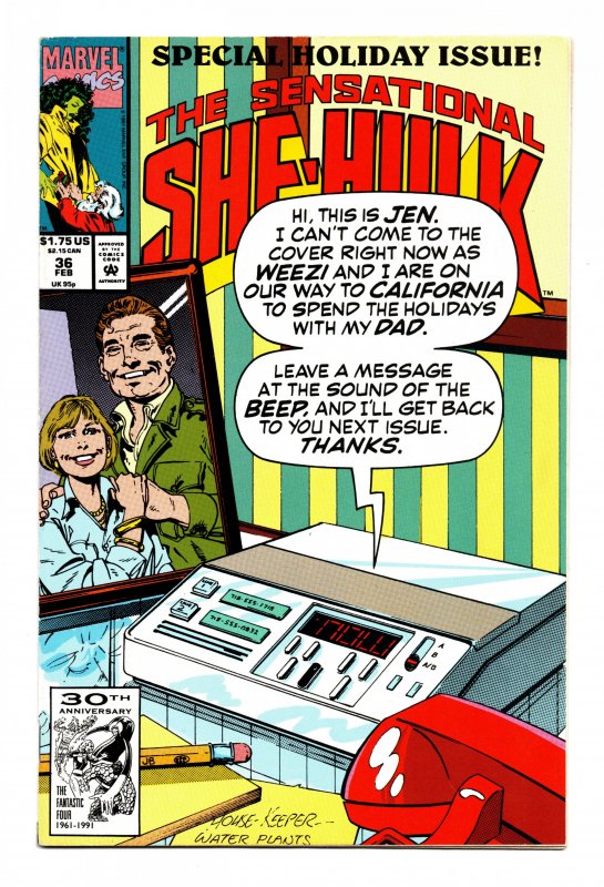 SENSATIONAL SHE-HULK #36 (1992) JOHN BYRNE | DIRECT EDITION | HOLIDAY ISSUE