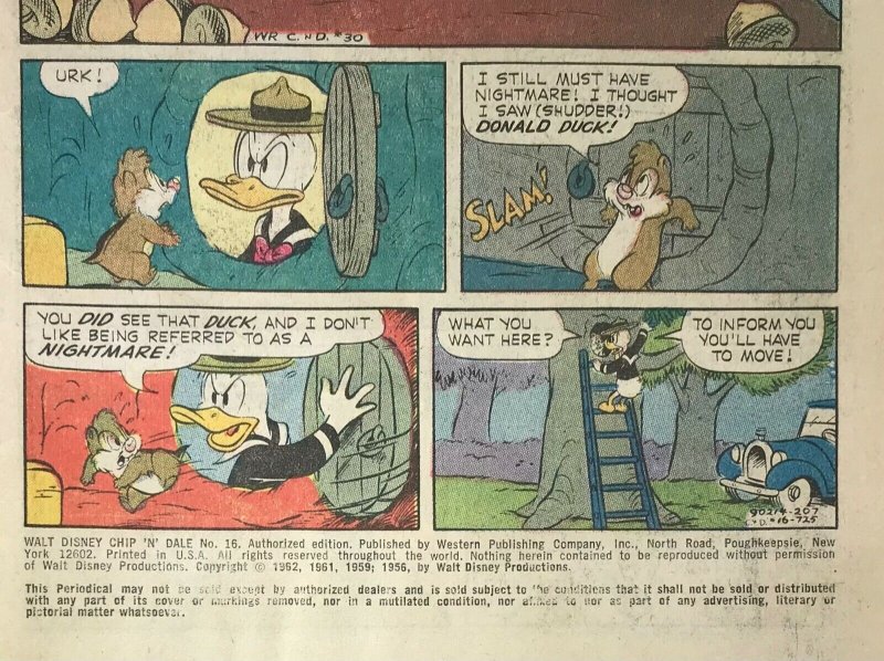 WALT DISNEY’S CHIP N DALE Comic Issue 16 — 1972 Gold Key Comics VG Condition 