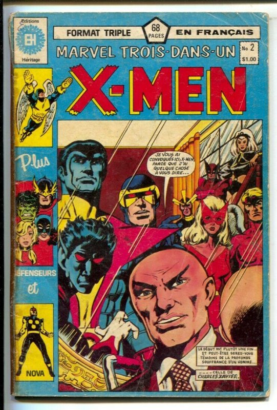 X-Men #2 1981-Marvel French edition-Marvel Trois-Dans-Un-X-Men-Nova-Defenders... 