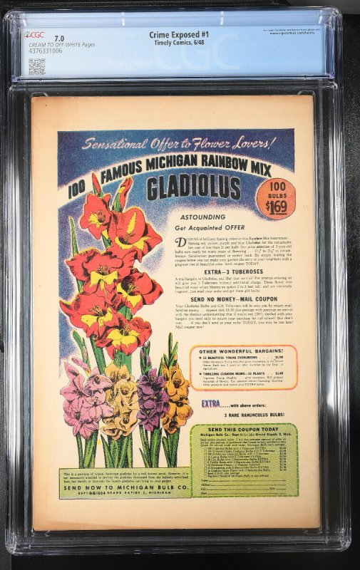 Crime Exposed #9  1948 - Timely -CGC 7.0 - Comic Book-4376331006