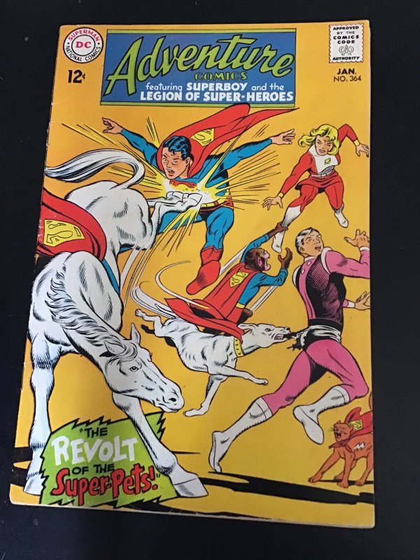 Adventure Comics #364 (1968) legion of super pets! New movie! FN+Wow!