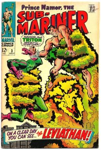 SUB-MARINER #3 (Jul1968) 5.0 VG/FN  Roy Thomas & John Buscema  Inhuman TRITON!