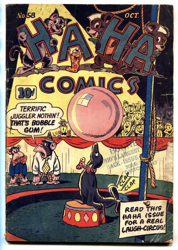 HA HA COMICS #58--1948--FUNNY ANIMAL--CIRCUS COVER--GOLDEN-AGE