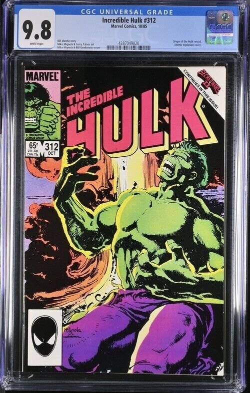 INCREDIBLE HULK #312 1985 MARVEL CGC 9.8 WHITE PAGES 9020