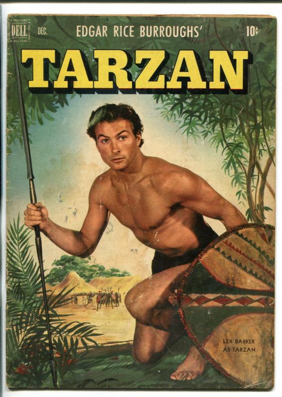 TARZAN #27-1951-DELL-BURROUGHS-MARSH-LEX BARKER PHOTO COVER-vg