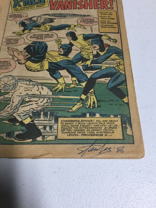 X-Men 2 Gd- Good- 1.8 Signed By Stan Lee Inner Page First Vanisher Silver Age