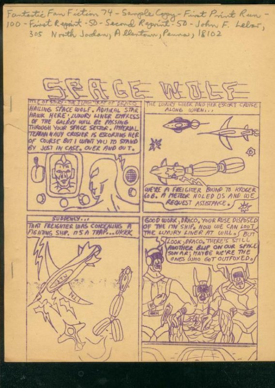 FANTASTIC FAN FICTION COMIC BOOK FANZINE #74-SPACE WOLF G/VG 