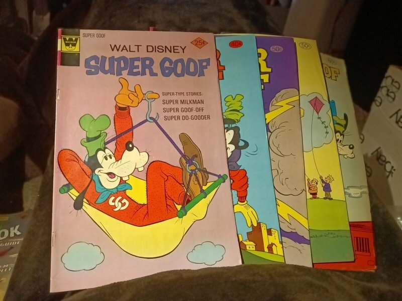 Super Goof 5 Issue Bronze Age Gold Key Comics Lot Run Set Collection Goofy...