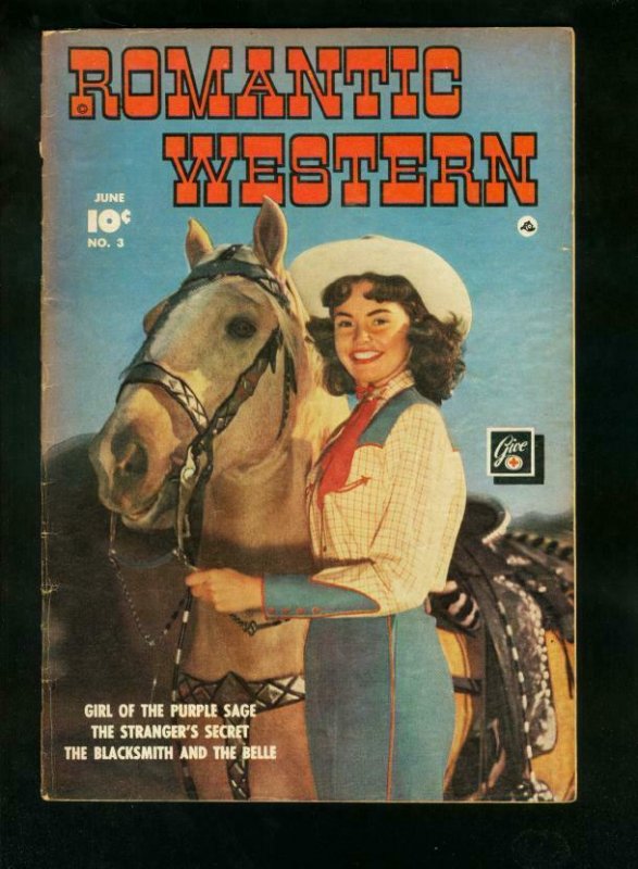 ROMANTIC WESTERN #3 1950-PHOTO COVER-FAWCETT COMICS-RARE-good/very good G/VG