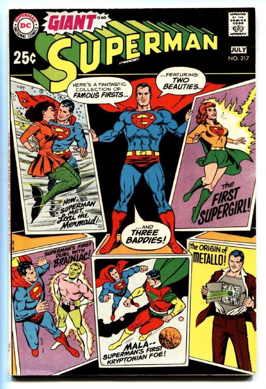 SUPERMAN #217 comic book-1969 DC 80 page giant-Supergirl VF-