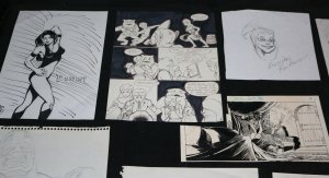 Misc Drawings and STATs 14pc LOT - Sketch by Ron Frenz