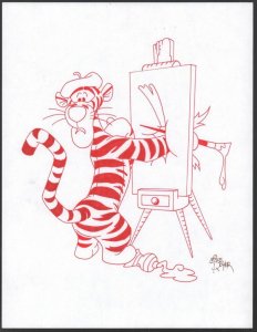 Winnie-the-Pooh Disney Red Ink Drawing Concept Art Tigger Painter by Mike Royer