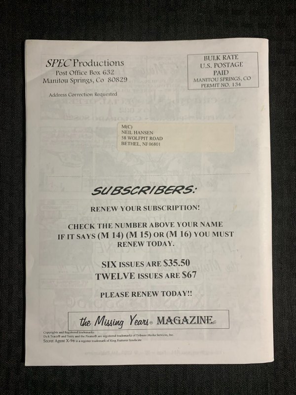 1995 THE MISSING YEARS #14 FN 6.0 Terry and the Pirates / Dick Tracy