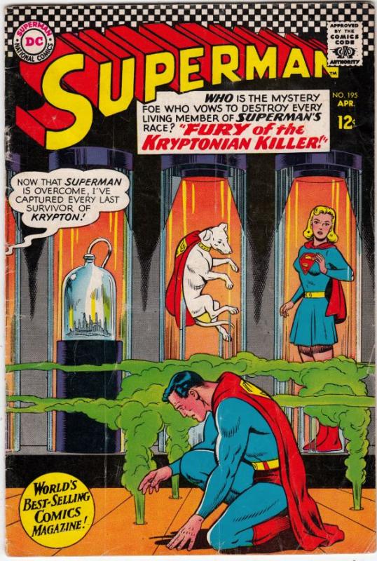 Superman #195 (Apr-67) VG Affordable-Grade Superman, Jimmy Olsen,Lois Lane, L...