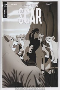 DISNEY VILLAINS SCAR (2023 DYNAMITE) #2 VARIANT 1:10 CVR G FORSTNER B&W X08368