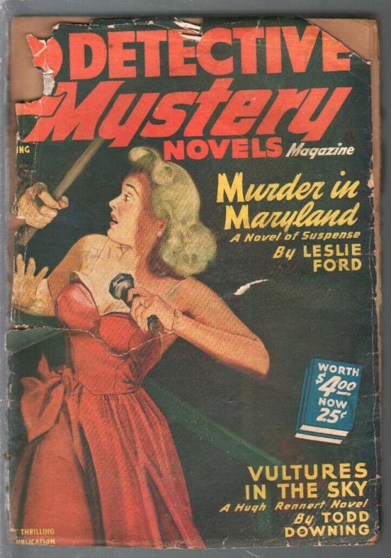 2 Detective Mystery Novels-Spring 1950-Thrilling-hardboiled-pulp-FR/G