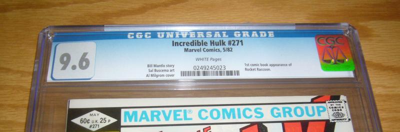 Incredible Hulk #271 272 279 CGC 9.6 1st rocket raccoon guardians of the galaxy