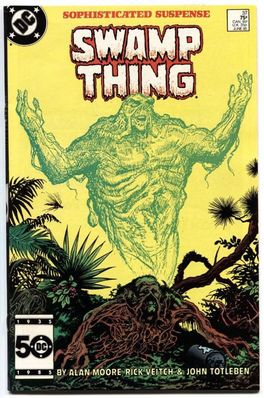 SWAMP THING #37-1985-HIGH GRADE-FIRST HELLBLAZER--JOHN CONSTANTINE!