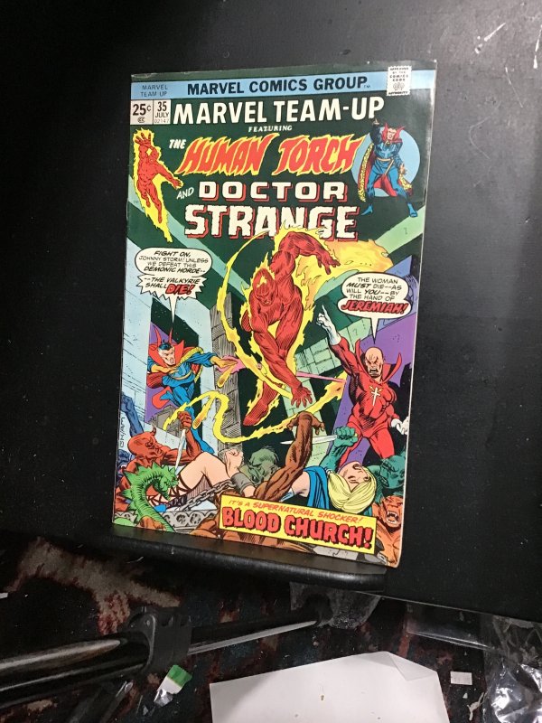 Marvel Team-Up #35 (1975) Spider-Man,, Doctor Strange! Valkyrie bondage cover VF