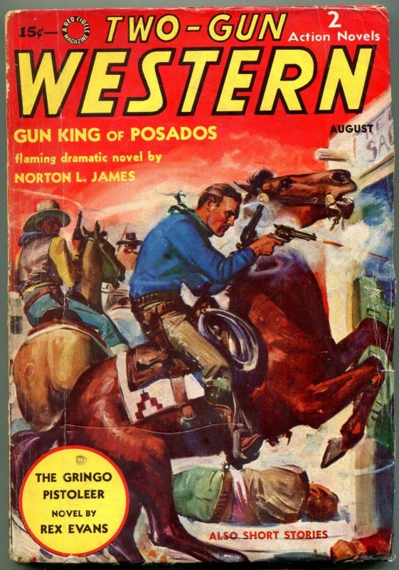 Two-Gun Western Pulp August 1938- Gringo Pistoleer- Gun King of Posados VG