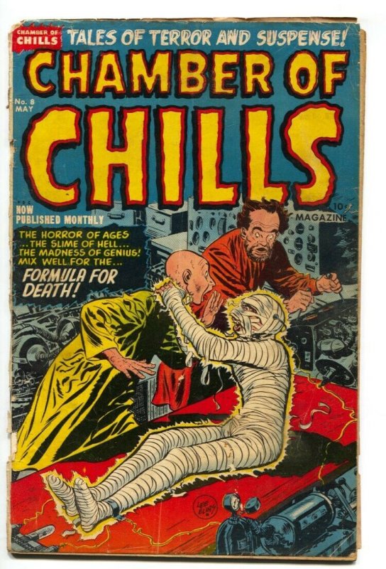 CHAMBER OF CHILLS #8 1952-Mummy cover-HARVEY-Decapitation-PRE-CODE G