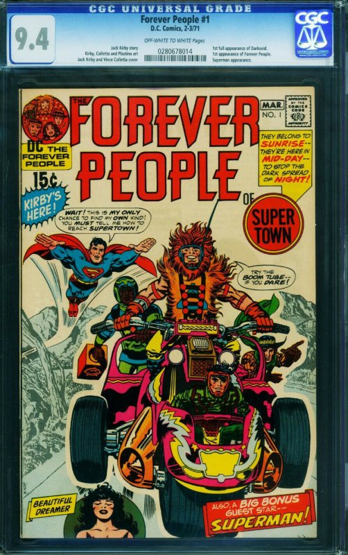 Forever People #1 - CGC 9.4 -Jack Kirby- 1st full Darkseid-High Grade 0280678014