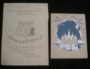 BIRTHDAY CAKE Let You Candles Burn Blazes 2pcs 5x7 Greeting Card Art #540