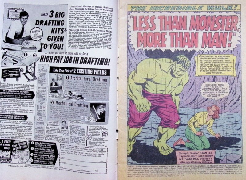 MARVEL SUPER HEROES FEAT. HULK & SUB-MARINER Comic 38 — Lee/Kirby 36 Pages Good