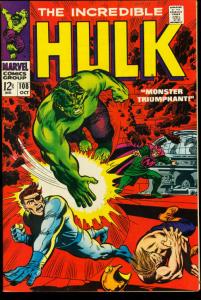 INCREDIBLE HULK #108  SEVERIN - TRIMPE ART MARVEL 1968 VF