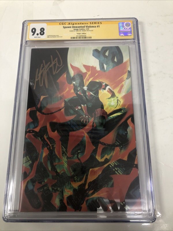 Spawn Unwanted Violence (2023) # 1 (CGC 9.8 SS) Signed Mike Del Mundo • Image