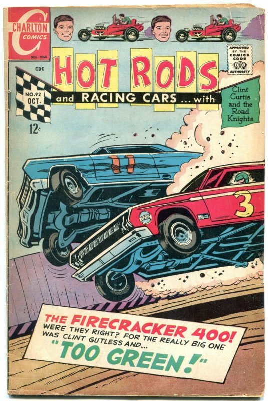 Hot Rods and Racing Cars #92 1968- Firecracker 400- Charlton comics VG