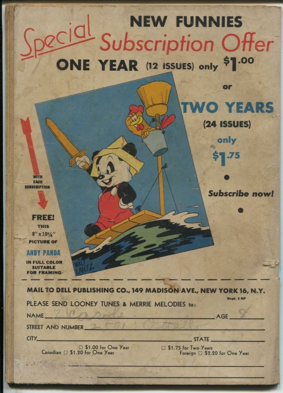 New Funnies #100 1945-historic 100th issue-Andy Panda-VG- 