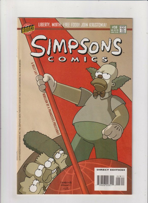 Simspons #28 VG/FN 5.0 Bongo Comics 1997 Homer,Bart,Krusty the Clown