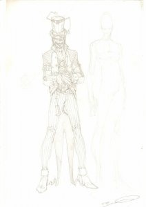 Steampunk Joker Pencil Character Design Art - Signed art by Brett Booth 