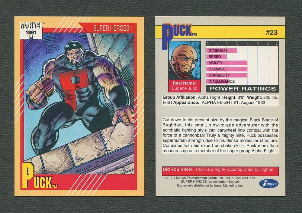 Puck # 23-1991 Marvel Universe Series 2 Impel Base Trading Card