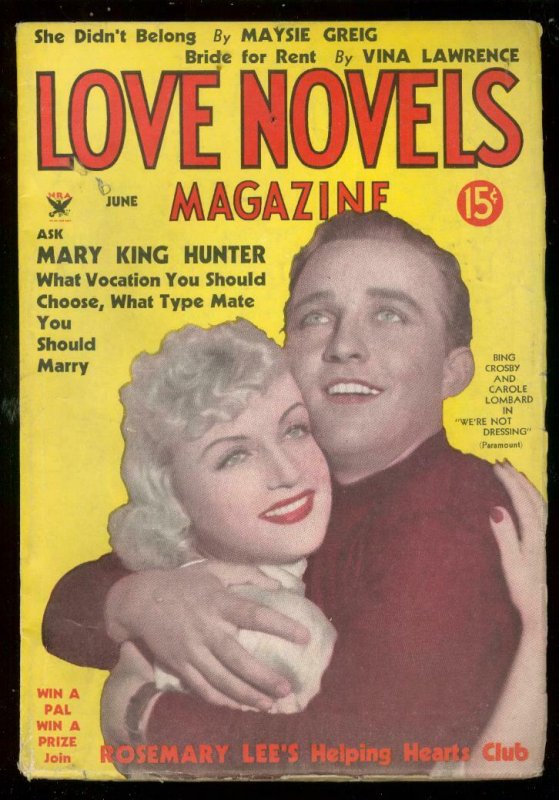 Love Novels Pulp June 1934-BING CROSBY & CAROLE LOMBARD FN