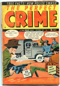 PERFECT CRIME #1 1949-TOMMY GUN COVER-POWELL-WILDEY ART VG 