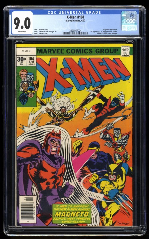 X-Men #104 CGC VF/NM 9.0 White Pages 1st Starjammers Magneto Appearance!