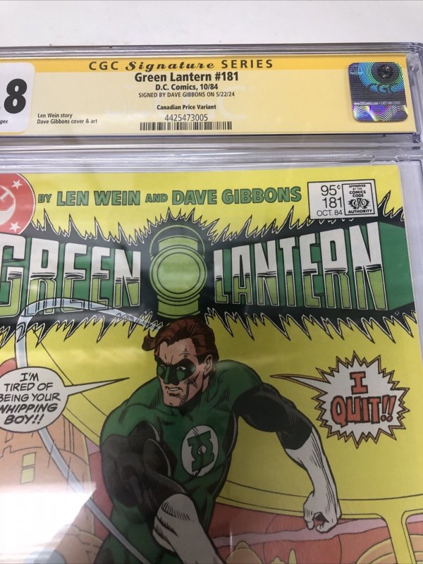 Green Lantern (1984) # 181 (CGC 9.8) Signed Dave Gibbons Canadian Price Variant
