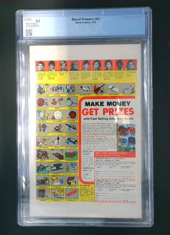 Marvel Premiere #47, 1st Ant-Man,  Scott Lang CGC 9.2 Marvel Comics, 1979  JR1