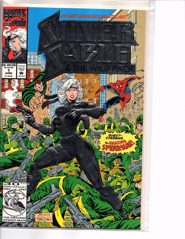 Marvel Comics Silver Sable and the Wild Pack #1 Spider-man Embossed Foil cover