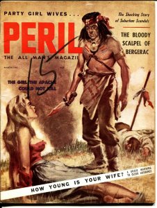 PERIL-MAR 1960-INDIAN SCALPER-CRIME VIOLENCE-TIMES SQUARE-CHEESE CAKE-vg.