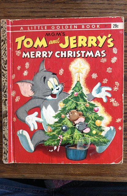 Tom and Jerry merry Christmas 1952, little golden book, GD/VG,color pencil name