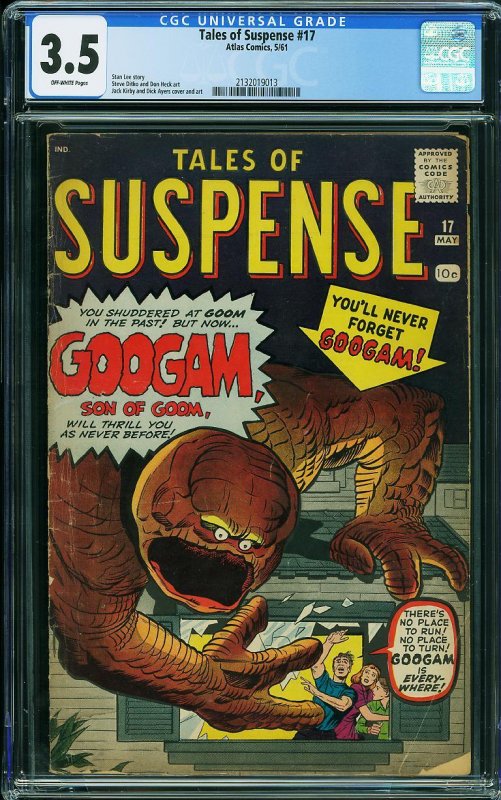 TALES OF SUSPENSE #17 CGC 3.5 (1961) GOOGAM SON OF GOOM !!!