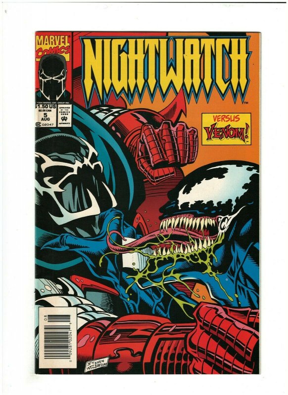 Nightwatch #5 VF/NM 9.0 Newsstand Marvel Comics 1994 vs. Venom 9281020479