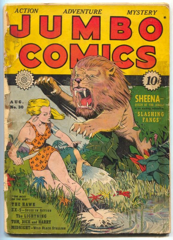 Jumbo Comics #30 1941- Sheena- Good Girl Art F/G